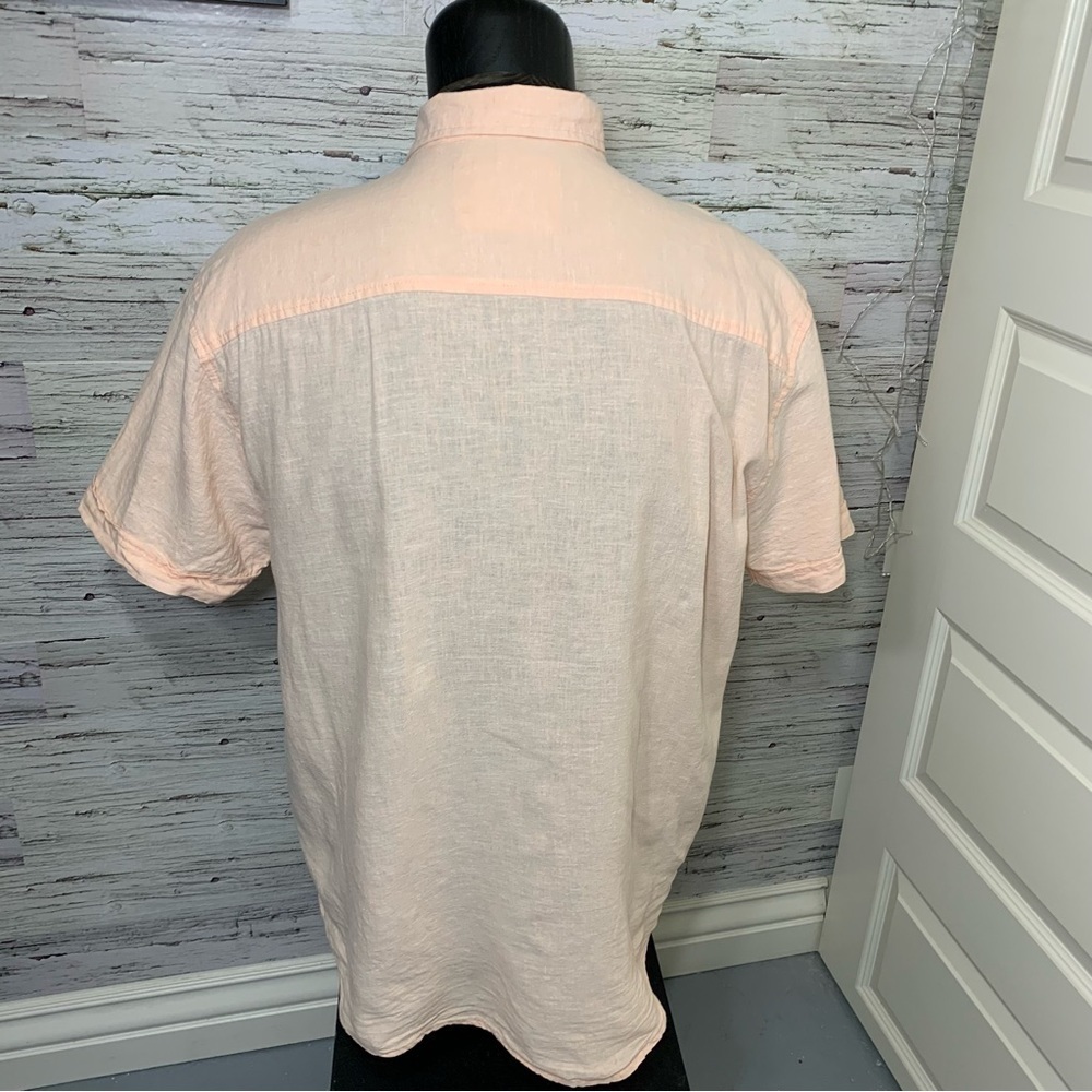 Bruno Men's Shirt Sz XL Peach Casual Button Up  Linen Cotton Blend Short Sleeve - Picture 7 of 12